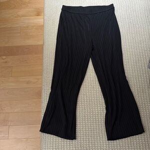 Club Monaco Black Ribbed Wide Leg Pants Size L